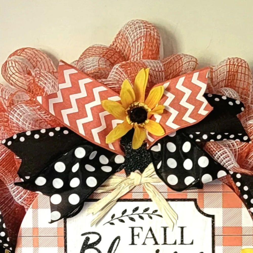Fall Blessings Wreath Thanksgiving  Farmhouse Country